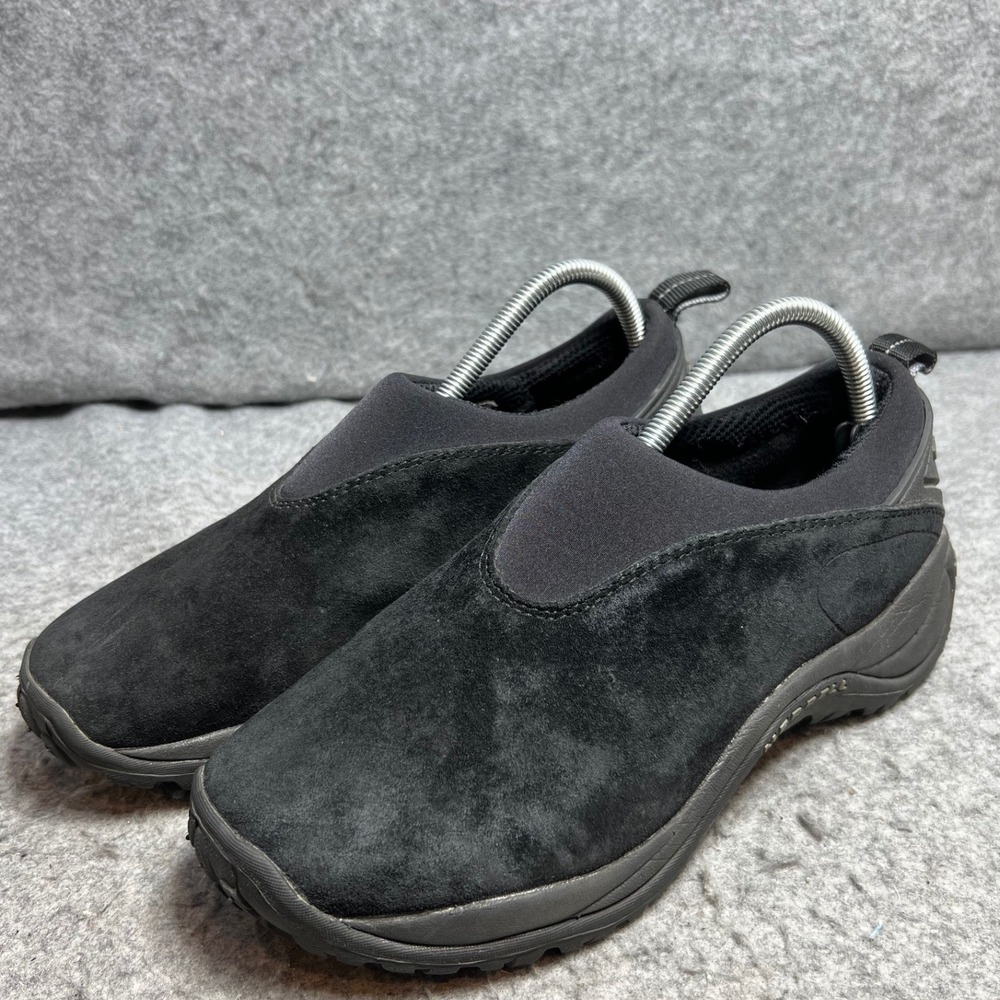 Merrell Jungle Moc Mens Black Suede Slip On Hiking Walking Shoes J60801 Size 8